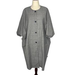 Buykud Women's Coat One Size L-XXL Gray Loose Linen Cotton Lagenlook OSFM